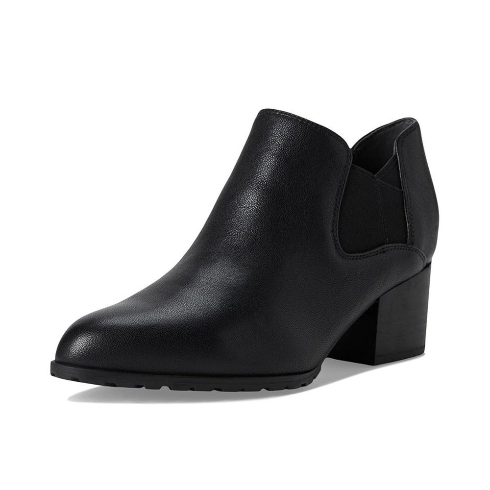 Vionic Belmont Booties Women 6 Black Leather Block Heel Ankle Boots - Picture 2 of 13
